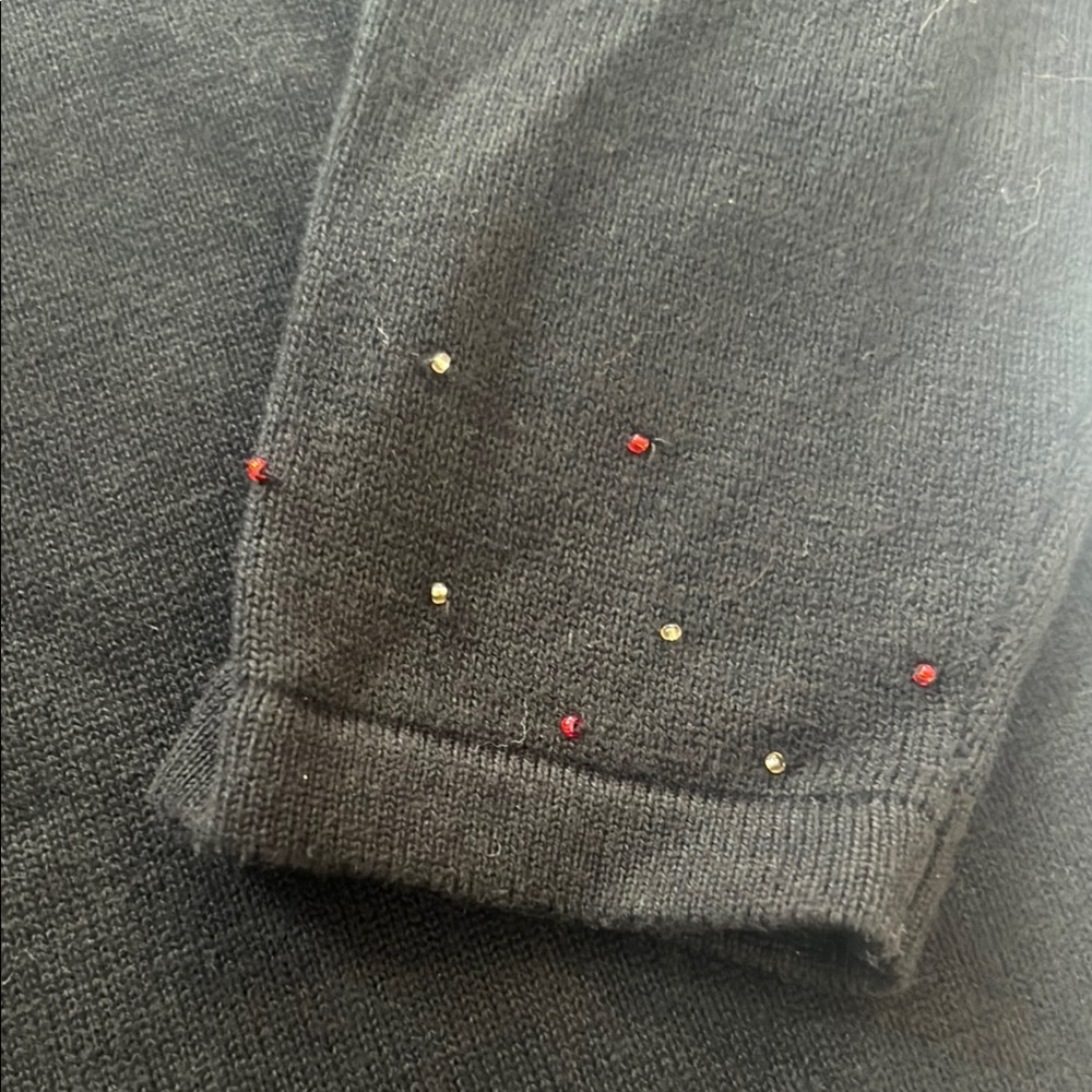 Vintage Just B Black Holiday Sweater with Colorful Sequin Stocking - Picture 4 of 9